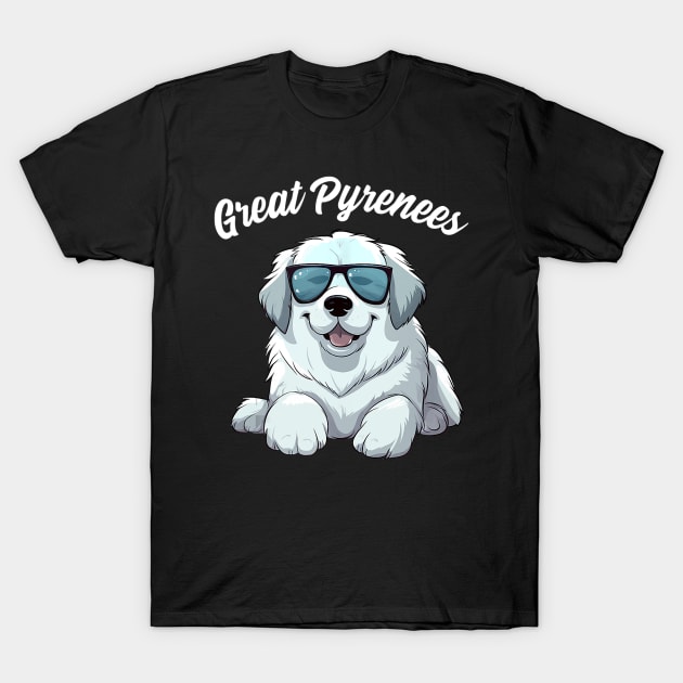 Great Pyrenees Dog with Sunglasses, Cool Great Pyrenees T-Shirt by Welde2002